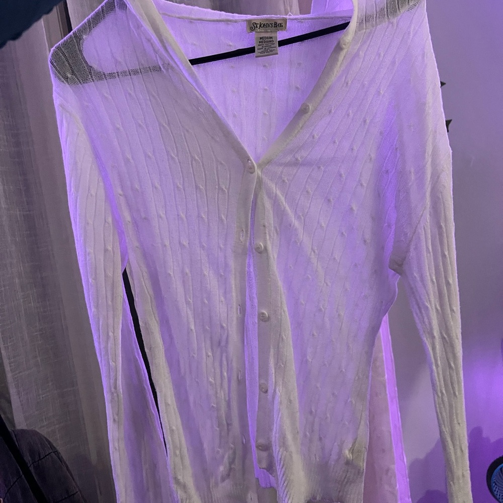 St. John's Bay White Button-Up Knit Cardigan
